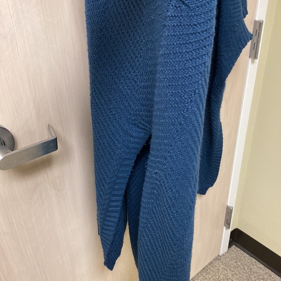 Oversized Navy Blue Open Front Poncho Shawl Sweater Cardigan One size - Picture 12 of 13